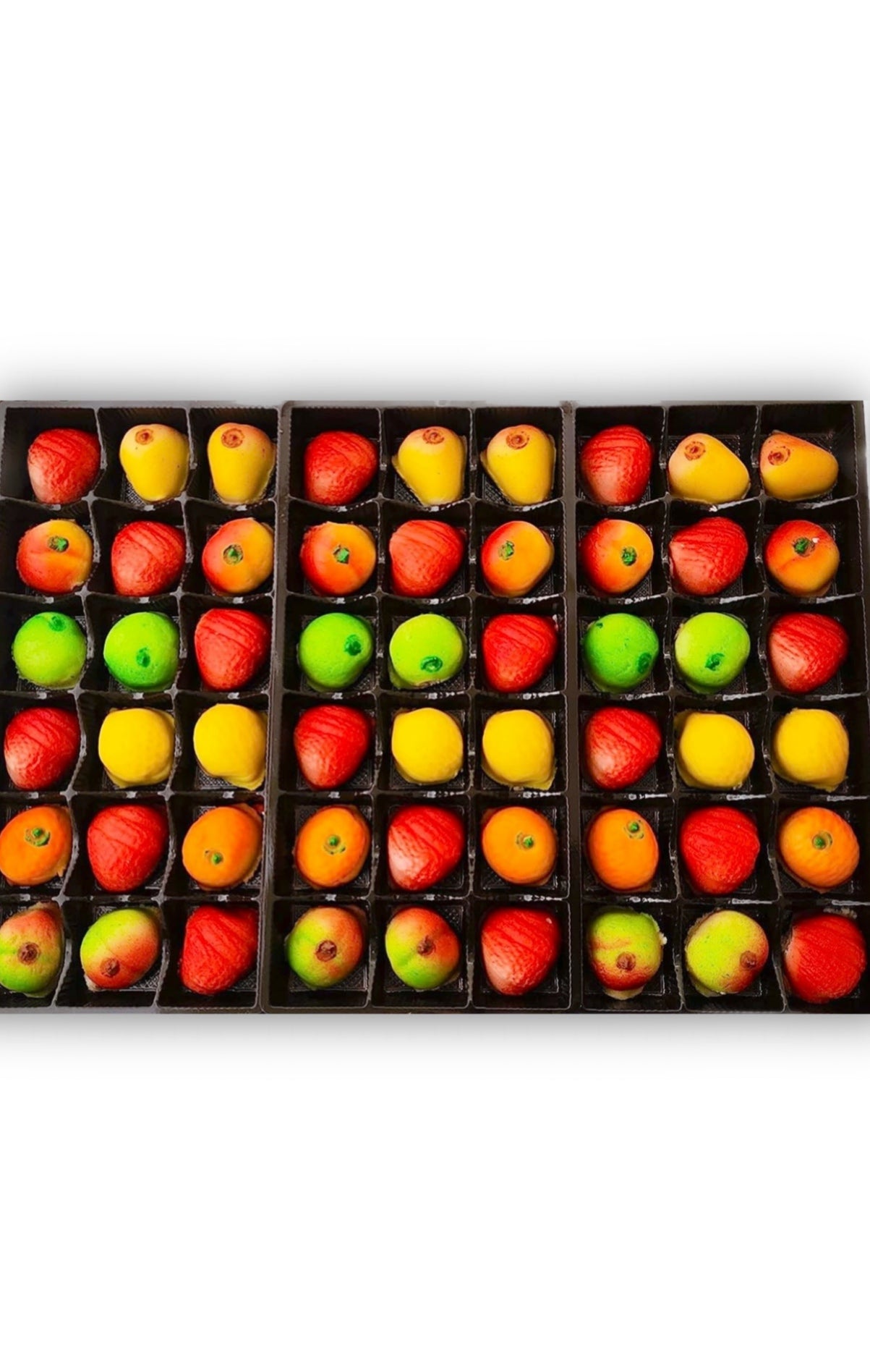 Bergen Marzipan 54 Piece Assorted Fruit Box Tray Net Weight 25 oz